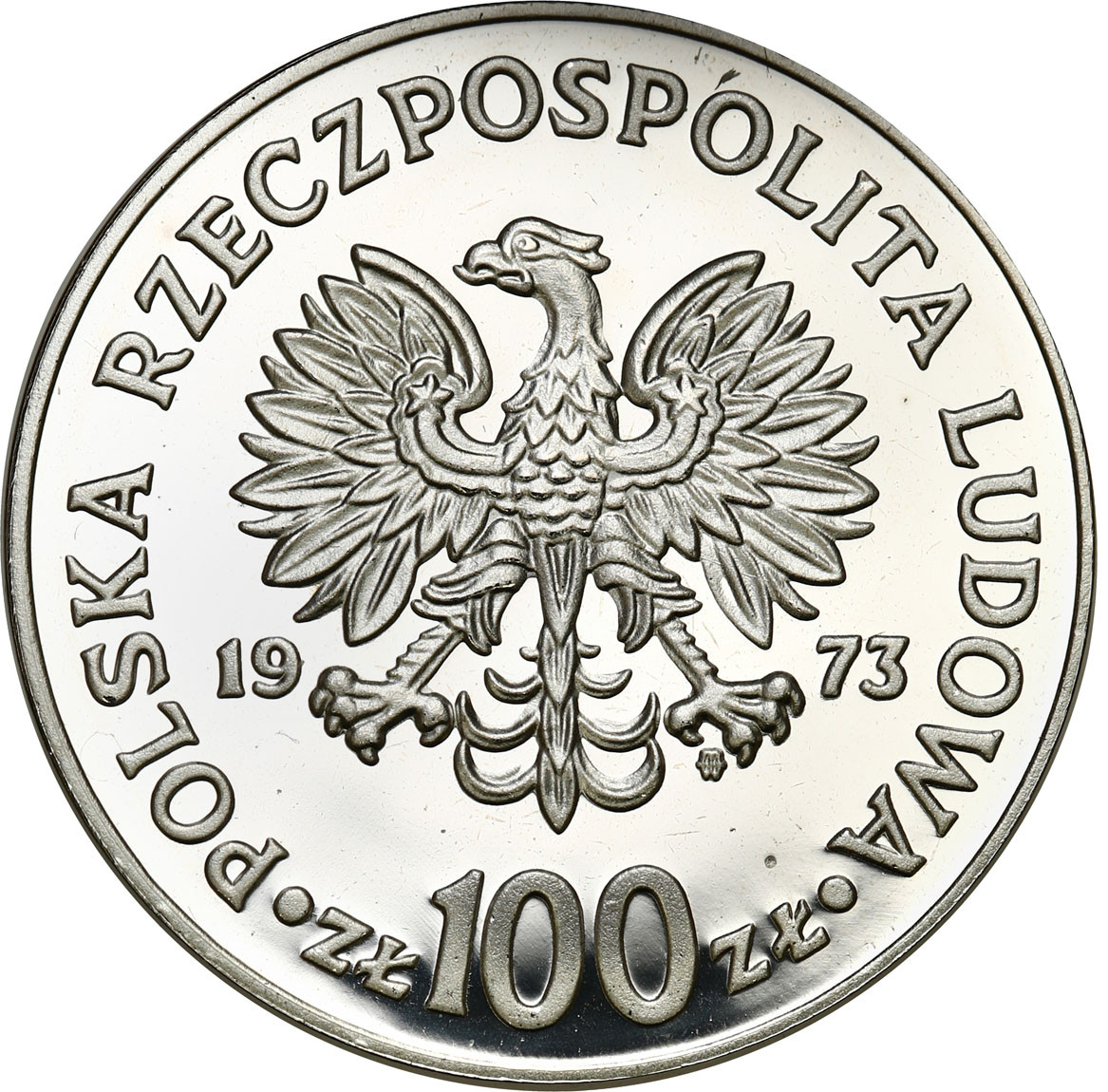 PRÓBA srebro 100 złotych 1973 Kopernik mała głowa RZADKOŚĆ
